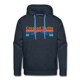 Premium Crested Butte Hoodie - Retro Mountain & Birds Premium Men's Crested Butte Sweatshirt / Hoodie - navy