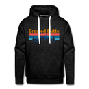 Premium Crested Butte Hoodie - Retro Mountain & Birds Premium Men's Crested Butte Sweatshirt / Hoodie - charcoal grey
