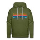Premium Crested Butte Hoodie - Retro Mountain & Birds Premium Men's Crested Butte Sweatshirt / Hoodie - olive green