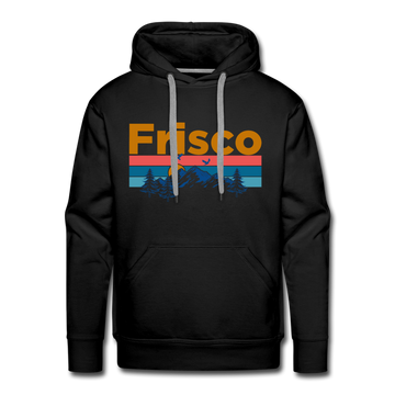 Premium Frisco, Colorado Hoodie - Retro Mountain & Birds Premium Men's Frisco Sweatshirt / Hoodie - black