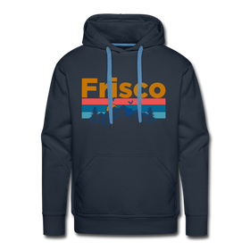 Premium Frisco, Colorado Hoodie - Retro Mountain & Birds Premium Men's Frisco Sweatshirt / Hoodie - navy