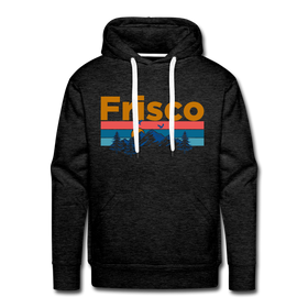 Premium Frisco, Colorado Hoodie - Retro Mountain & Birds Premium Men's Frisco Sweatshirt / Hoodie - charcoal grey