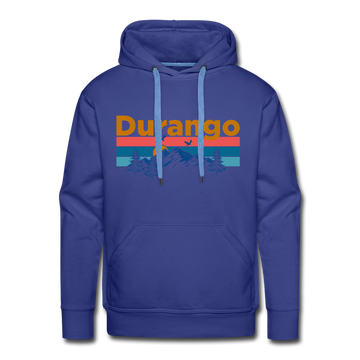 Premium Durango, Colorado Hoodie - Retro Mountain & Birds Premium Men's Durango Sweatshirt / Hoodie - royalblue