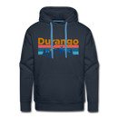 Premium Durango, Colorado Hoodie - Retro Mountain & Birds Premium Men's Durango Sweatshirt / Hoodie - navy