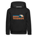 Telluride, Colorado Youth Hoodie - Retro Mountain Youth Telluride Hooded Sweatshirt - black
