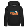 Telluride, Colorado Youth Hoodie - Retro Mountain Youth Telluride Hooded Sweatshirt - black
