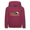 Telluride, Colorado Youth Hoodie - Retro Mountain Youth Telluride Hooded Sweatshirt - burgundy