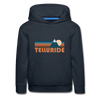 Telluride, Colorado Youth Hoodie - Retro Mountain Youth Telluride Hooded Sweatshirt - navy