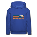 Telluride, Colorado Youth Hoodie - Retro Mountain Youth Telluride Hooded Sweatshirt - royal blue