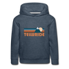 Telluride, Colorado Youth Hoodie - Retro Mountain Youth Telluride Hooded Sweatshirt - heather denim