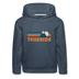 Telluride, Colorado Youth Hoodie - Retro Mountain Youth Telluride Hooded Sweatshirt - heather denim