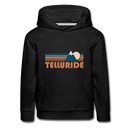 Telluride, Colorado Youth Hoodie - Retro Mountain Youth Telluride Hooded Sweatshirt - charcoal grey