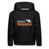 Telluride, Colorado Youth Hoodie - Retro Mountain Youth Telluride Hooded Sweatshirt - charcoal grey
