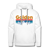 Premium Golden, Colorado Hoodie - Retro Mountain & Birds Premium Men's Golden Sweatshirt / Hoodie - white