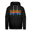 Premium Golden, Colorado Hoodie - Retro Mountain & Birds Premium Men's Golden Sweatshirt / Hoodie - black