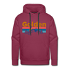 Premium Golden, Colorado Hoodie - Retro Mountain & Birds Premium Men's Golden Sweatshirt / Hoodie - burgundy