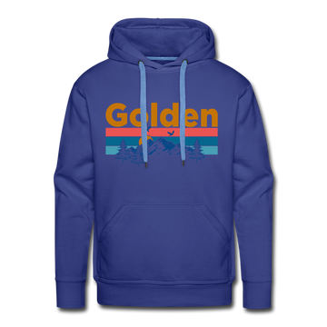 Premium Golden, Colorado Hoodie - Retro Mountain & Birds Premium Men's Golden Sweatshirt / Hoodie - royalblue