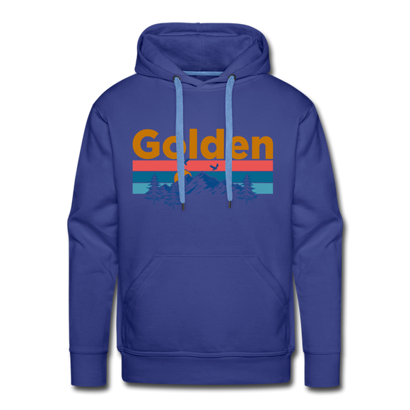 Premium Golden, Colorado Hoodie - Retro Mountain & Birds Premium Men's Golden Sweatshirt / Hoodie - royalblue