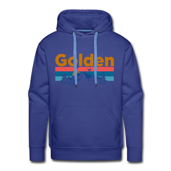 Premium Golden, Colorado Hoodie - Retro Mountain & Birds Premium Men's Golden Sweatshirt / Hoodie - royalblue