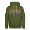 Premium Golden, Colorado Hoodie - Retro Mountain & Birds Premium Men's Golden Sweatshirt / Hoodie - olive green