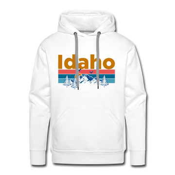 Premium Idaho Hoodie - Retro Mountain & Birds Premium Men's Idaho Sweatshirt / Hoodie - white