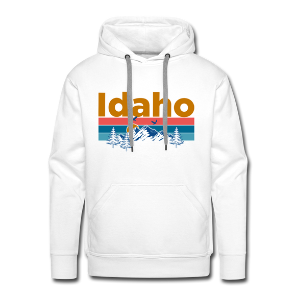 Premium Idaho Hoodie - Retro Mountain & Birds Premium Men's Idaho Sweatshirt / Hoodie - white