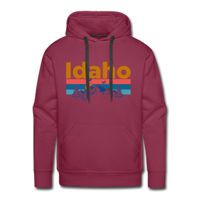 Premium Idaho Hoodie - Retro Mountain & Birds Premium Men's Idaho Sweatshirt / Hoodie - burgundy
