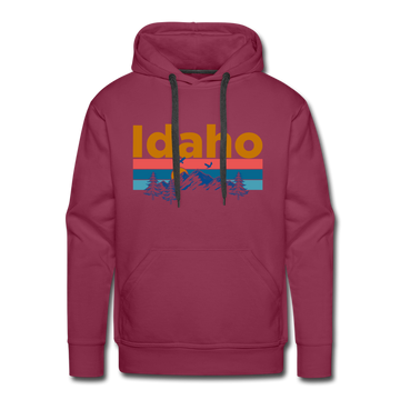 Premium Idaho Hoodie - Retro Mountain & Birds Premium Men's Idaho Sweatshirt / Hoodie - burgundy