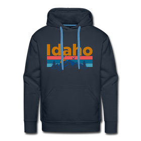 Premium Idaho Hoodie - Retro Mountain & Birds Premium Men's Idaho Sweatshirt / Hoodie - navy