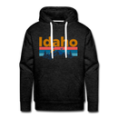 Premium Idaho Hoodie - Retro Mountain & Birds Premium Men's Idaho Sweatshirt / Hoodie - charcoal grey