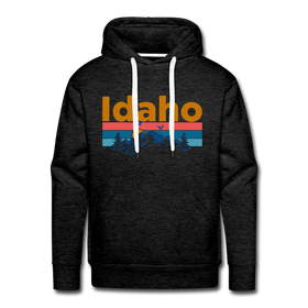Premium Idaho Hoodie - Retro Mountain & Birds Premium Men's Idaho Sweatshirt / Hoodie - charcoal grey