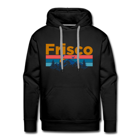 Premium Frisco, Colorado Hoodie - Retro Mountain & Birds Premium Men's Frisco Sweatshirt / Hoodie - black