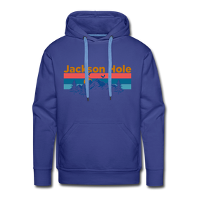 Premium Jackson Hole, Wyoming Hoodie - Retro Mountain & Birds Premium Men's Jackson Hole Sweatshirt / Hoodie - royalblue