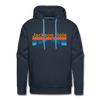 Premium Jackson Hole, Wyoming Hoodie - Retro Mountain & Birds Premium Men's Jackson Hole Sweatshirt / Hoodie - navy