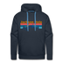 Premium Jackson Hole, Wyoming Hoodie - Retro Mountain & Birds Premium Men's Jackson Hole Sweatshirt / Hoodie - navy