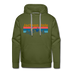 Premium Jackson Hole, Wyoming Hoodie - Retro Mountain & Birds Premium Men's Jackson Hole Sweatshirt / Hoodie - olive green