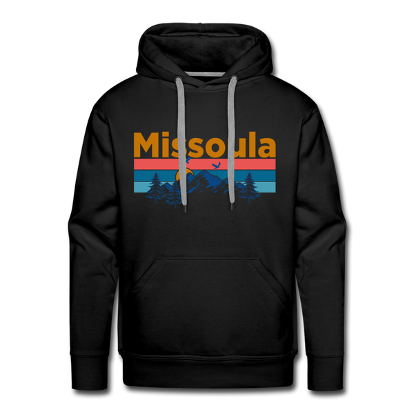 Premium Missoula, Montana Hoodie - Retro Mountain & Birds Premium Men's Missoula Sweatshirt / Hoodie - black