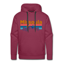 Premium Missoula, Montana Hoodie - Retro Mountain & Birds Premium Men's Missoula Sweatshirt / Hoodie - burgundy