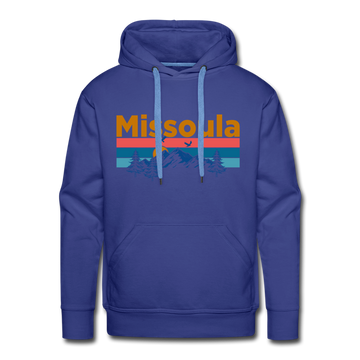 Premium Missoula, Montana Hoodie - Retro Mountain & Birds Premium Men's Missoula Sweatshirt / Hoodie - royalblue