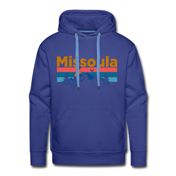 Premium Missoula, Montana Hoodie - Retro Mountain & Birds Premium Men's Missoula Sweatshirt / Hoodie - royalblue
