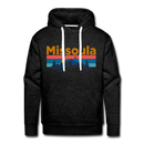 Premium Missoula, Montana Hoodie - Retro Mountain & Birds Premium Men's Missoula Sweatshirt / Hoodie - charcoal grey