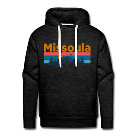 Premium Missoula, Montana Hoodie - Retro Mountain & Birds Premium Men's Missoula Sweatshirt / Hoodie