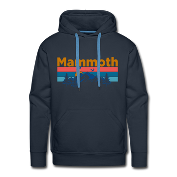 Premium Mammoth, California Hoodie - Retro Mountain & Birds Premium Men's Mammoth Sweatshirt / Hoodie - navy