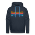 Premium Mammoth, California Hoodie - Retro Mountain & Birds Premium Men's Mammoth Sweatshirt / Hoodie - navy