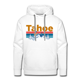 Premium Lake Tahoe, California Hoodie - Retro Mountain & Birds Premium Men's Lake Tahoe Sweatshirt / Hoodie - white