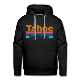 Premium Lake Tahoe, California Hoodie - Retro Mountain & Birds Premium Men's Lake Tahoe Sweatshirt / Hoodie - black
