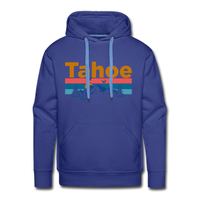 Premium Lake Tahoe, California Hoodie - Retro Mountain & Birds Premium Men's Lake Tahoe Sweatshirt / Hoodie - royalblue