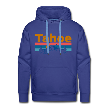 Premium Lake Tahoe, California Hoodie - Retro Mountain & Birds Premium Men's Lake Tahoe Sweatshirt / Hoodie - royalblue