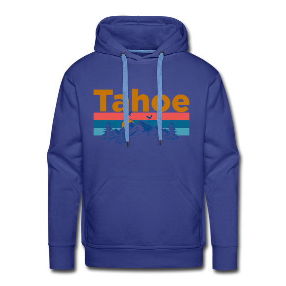 Premium Lake Tahoe, California Hoodie - Retro Mountain & Birds Premium Men's Lake Tahoe Sweatshirt / Hoodie - royalblue