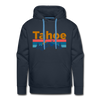 Premium Lake Tahoe, California Hoodie - Retro Mountain & Birds Premium Men's Lake Tahoe Sweatshirt / Hoodie - navy